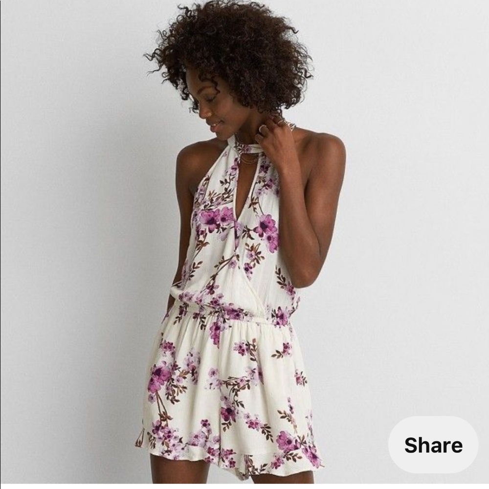 AEO Mock Neck Floral Ruffle Romper